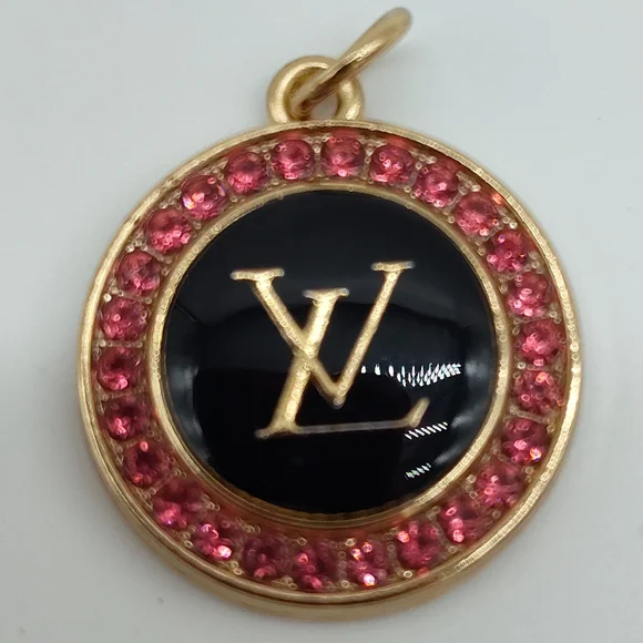 LOUIS VUITTON Pink Rhinestone Medallion Zipper Pull Charm - Picture 2 of 4
